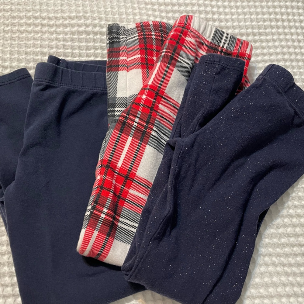 OshKosh B’Gosh - Plaid and Navy Girl’s Leggings
